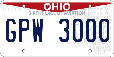 OH license plate GPW3000