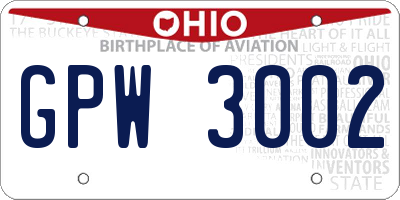 OH license plate GPW3002