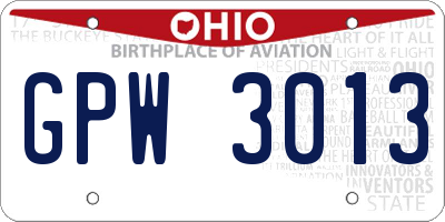 OH license plate GPW3013