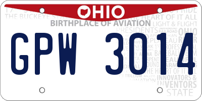OH license plate GPW3014