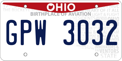 OH license plate GPW3032