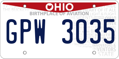 OH license plate GPW3035