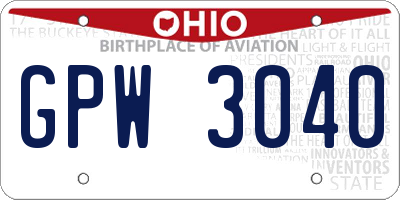 OH license plate GPW3040