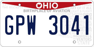 OH license plate GPW3041