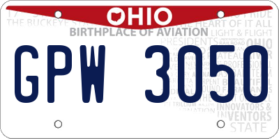 OH license plate GPW3050