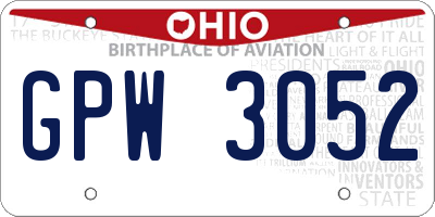 OH license plate GPW3052