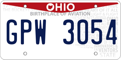 OH license plate GPW3054