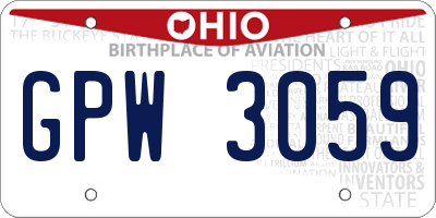 OH license plate GPW3059