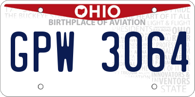 OH license plate GPW3064