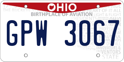 OH license plate GPW3067