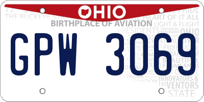 OH license plate GPW3069