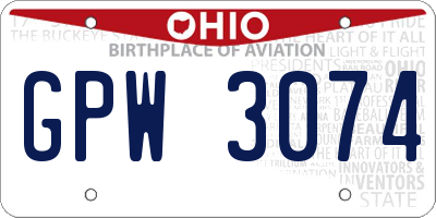 OH license plate GPW3074