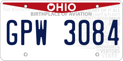 OH license plate GPW3084