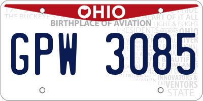 OH license plate GPW3085