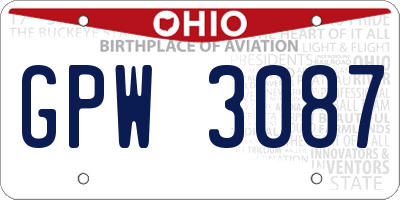 OH license plate GPW3087