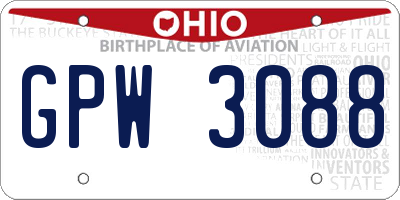 OH license plate GPW3088