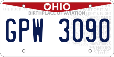 OH license plate GPW3090