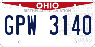 OH license plate GPW3140
