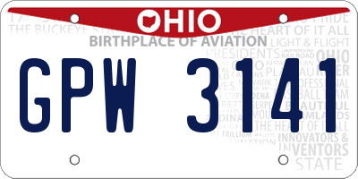 OH license plate GPW3141