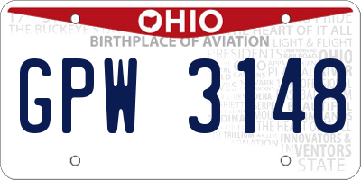 OH license plate GPW3148