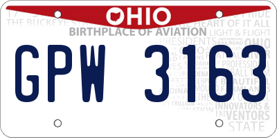 OH license plate GPW3163