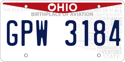 OH license plate GPW3184