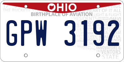 OH license plate GPW3192