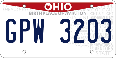 OH license plate GPW3203