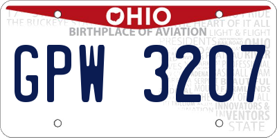 OH license plate GPW3207