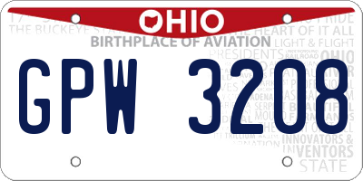 OH license plate GPW3208