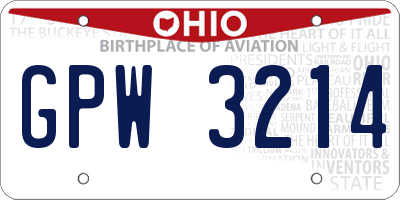 OH license plate GPW3214
