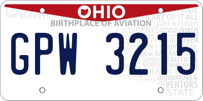 OH license plate GPW3215