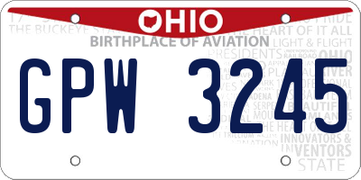 OH license plate GPW3245