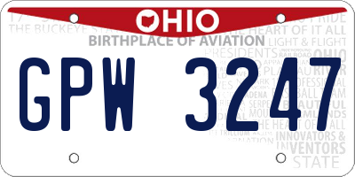 OH license plate GPW3247
