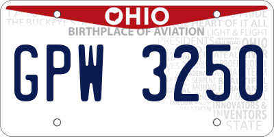 OH license plate GPW3250