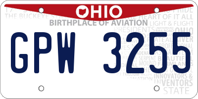 OH license plate GPW3255