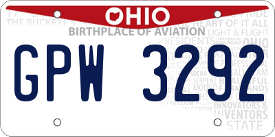 OH license plate GPW3292