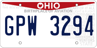 OH license plate GPW3294