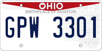OH license plate GPW3301