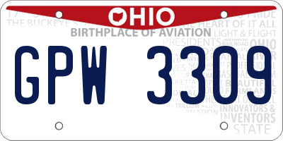 OH license plate GPW3309