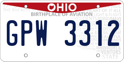 OH license plate GPW3312