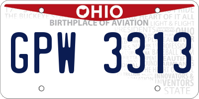 OH license plate GPW3313