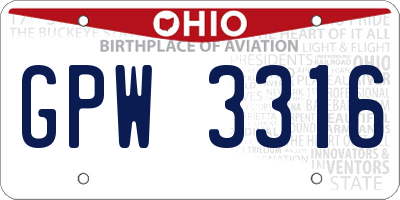 OH license plate GPW3316