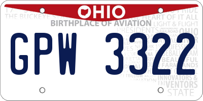 OH license plate GPW3322