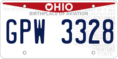 OH license plate GPW3328