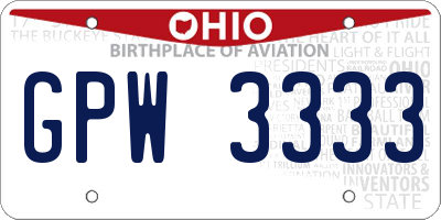 OH license plate GPW3333