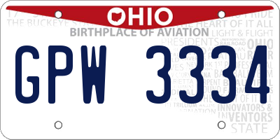 OH license plate GPW3334