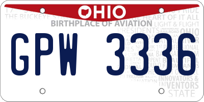 OH license plate GPW3336