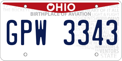 OH license plate GPW3343