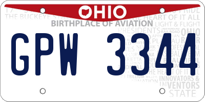 OH license plate GPW3344